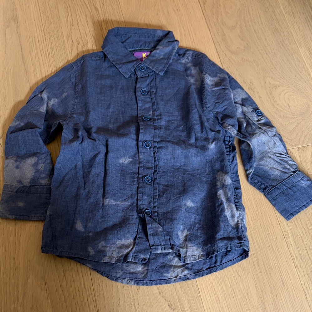Arturo Calle Kids' boys Navy Tie-Dye Button-Down Shirt